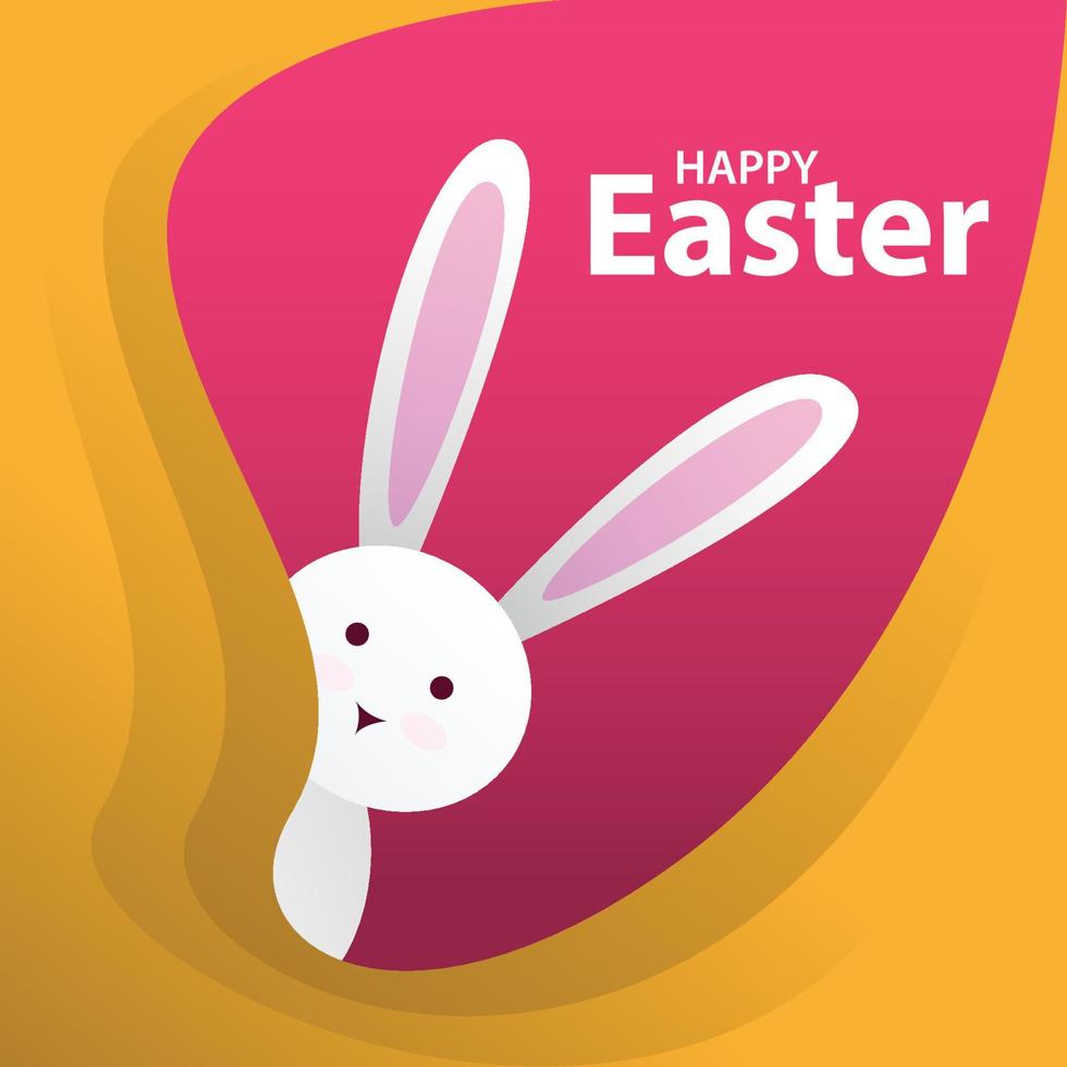 Happy Easter with hide bunny premium vector illustration