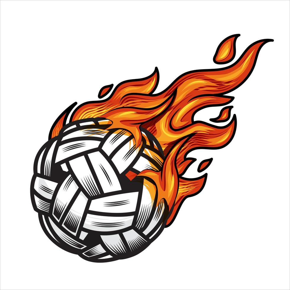 sepak takraw ball on fire Vector illustration.