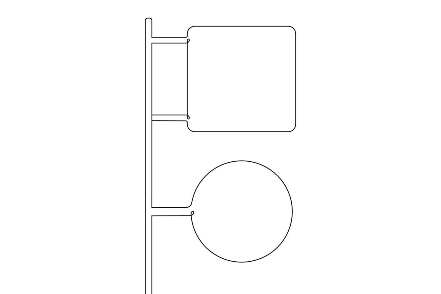 Single continuous line drawing template, set of road signs, Traffic signs on white background. Vector illustration.