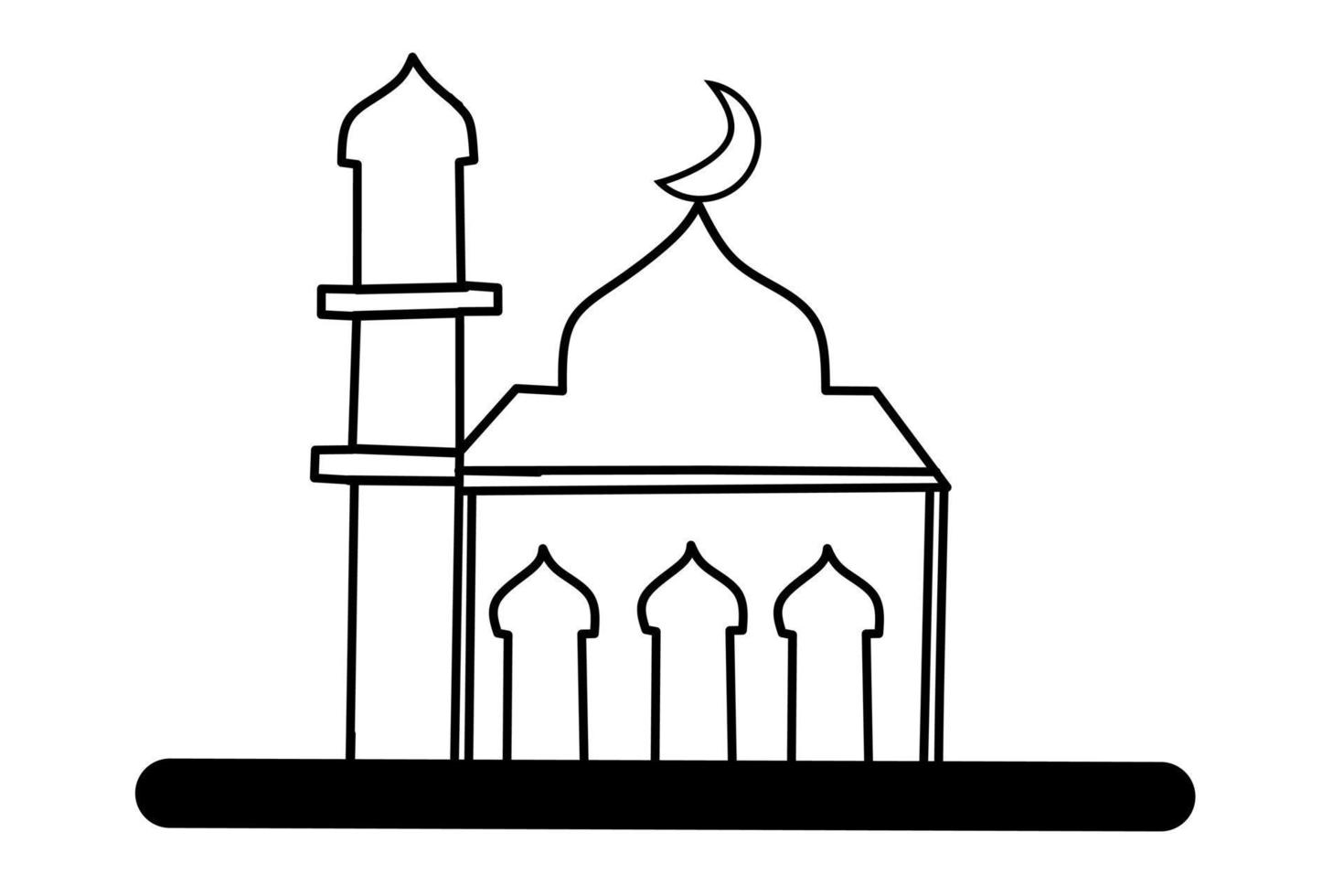 Simple Mosque sketch with white background. Vector Illustration.
