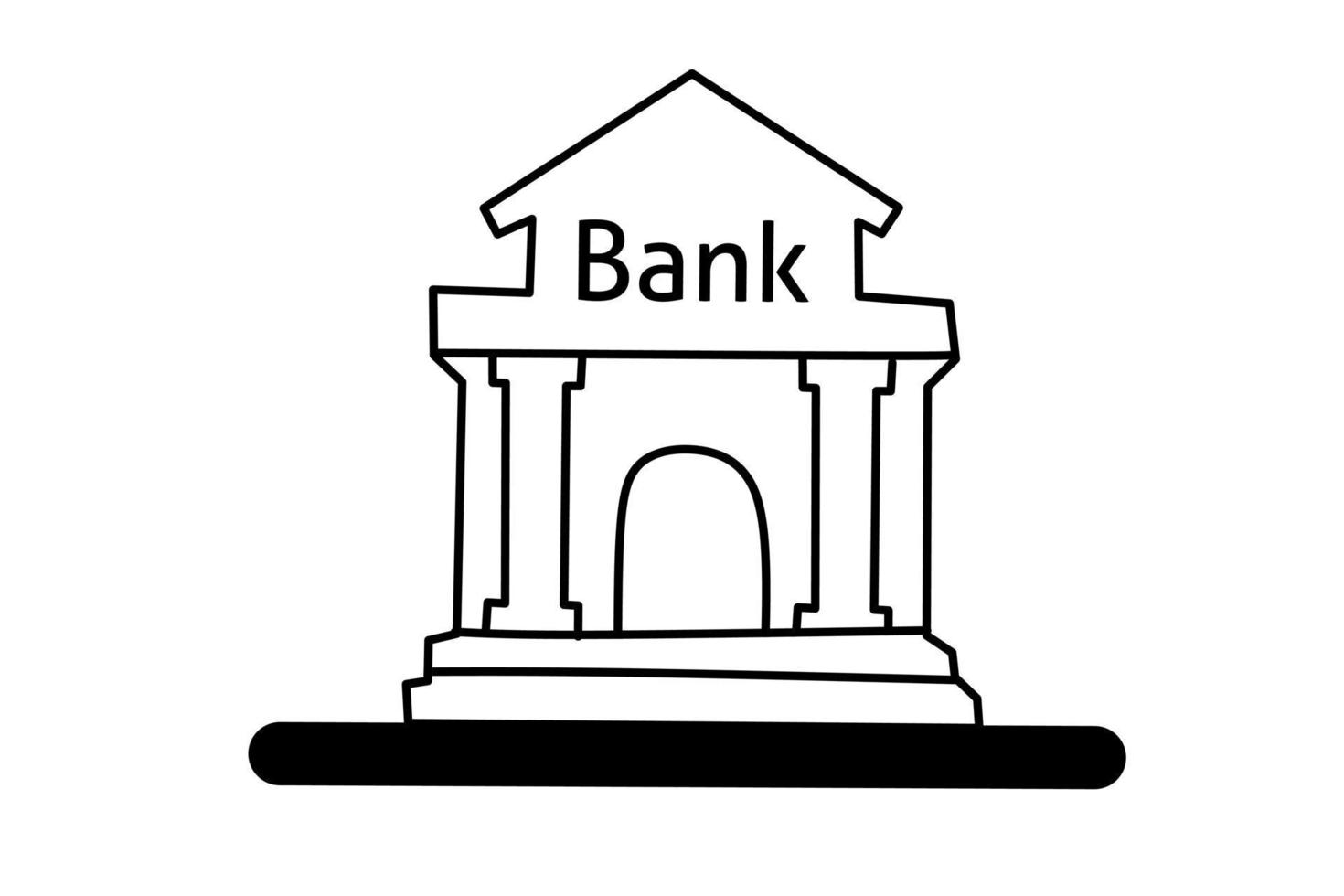 Bank Icon sketch with white background. Vector Illustration.