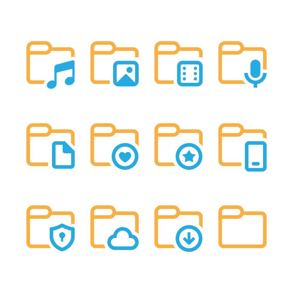 Folders icon. pack of files and folders symbol signs, vector illustration