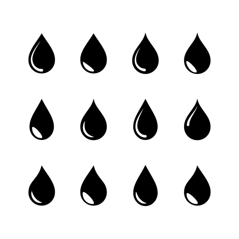 water drop icon set. water or oil drop symbol. drop and splash sign, vector illustration