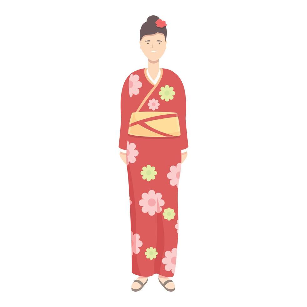 Girl kimono icon cartoon vector. Asian woman vector