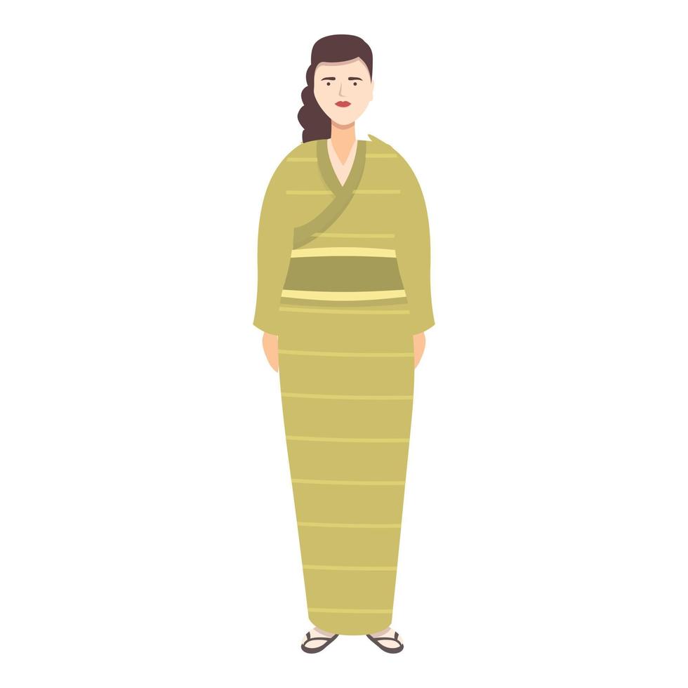 Green kimono icon cartoon vector. Asian person vector
