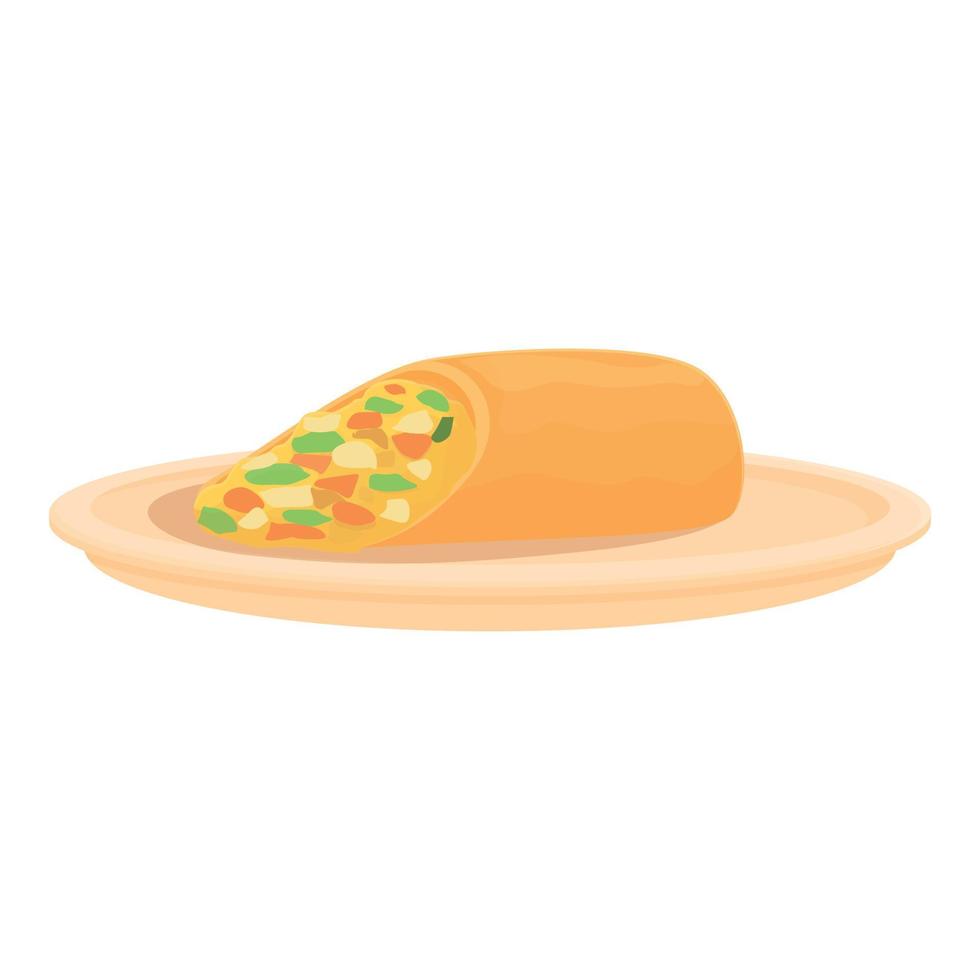 Vegetable spring roll icon cartoon vector. Food cuisine vector