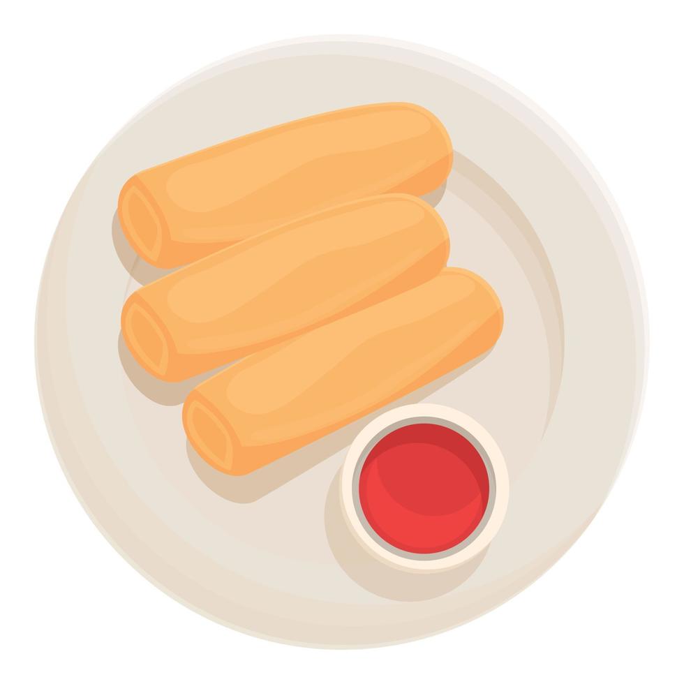 Fresh spring roll icon cartoon vector. Food cuisine vector