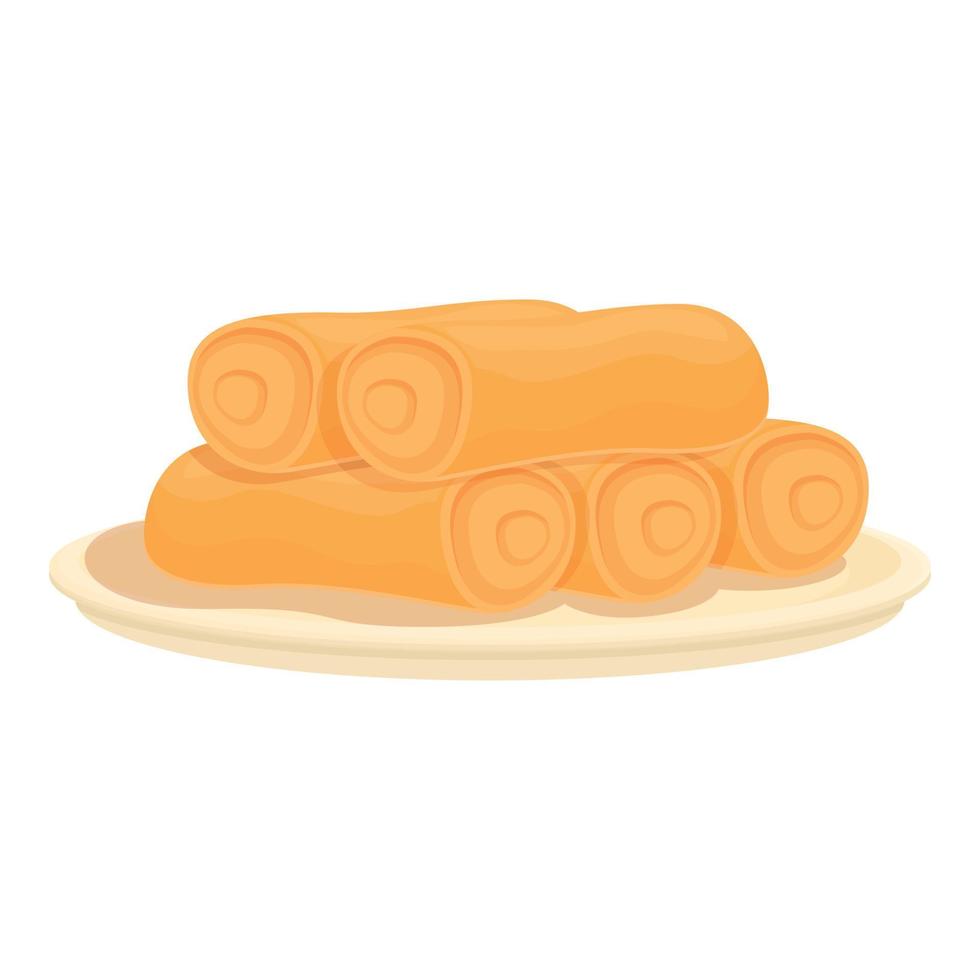 Tasty spring roll icon cartoon vector. Food cuisine vector