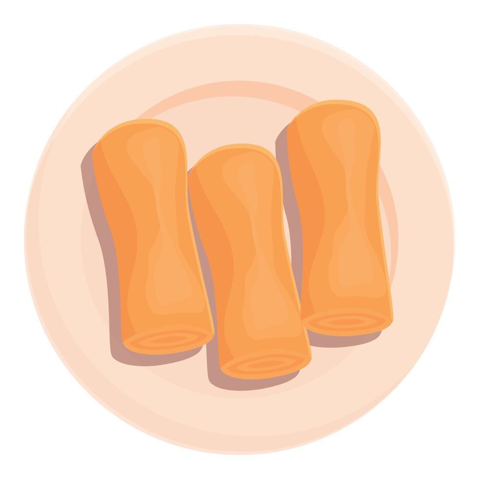 Food spring roll icon cartoon vector. Restaurant menu vector