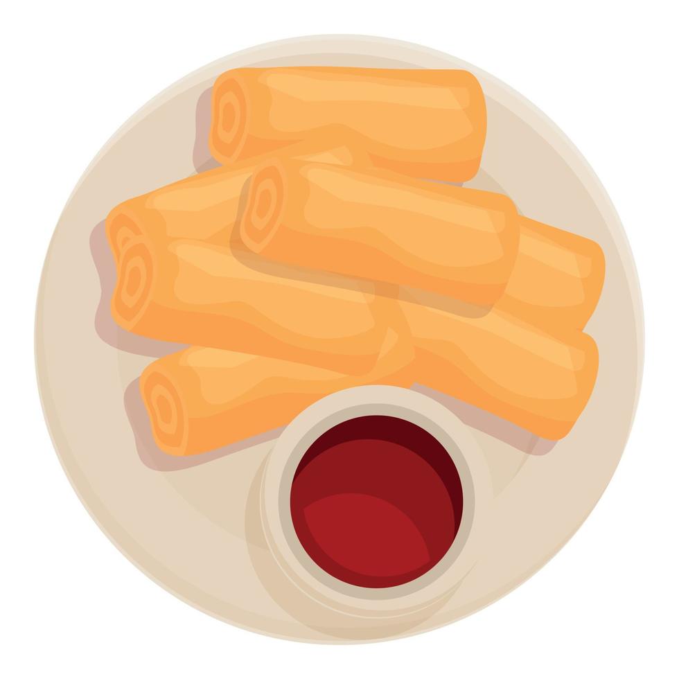 Spring roll meal icon cartoon vector. Food cuisine vector