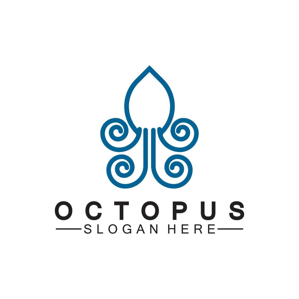 Octopus simple modern line art logo design-vector illustration vector