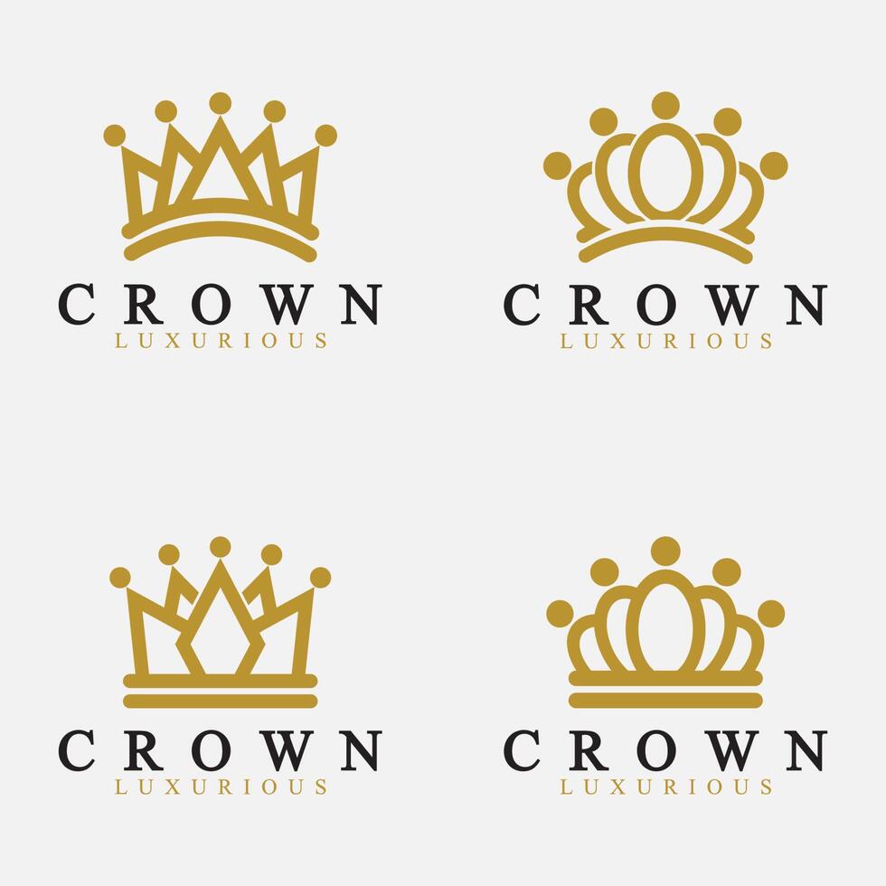 Crown Logo Vector Template,linear crown icons. Royal, luxury symbol. King, queen abstract geometric logo.