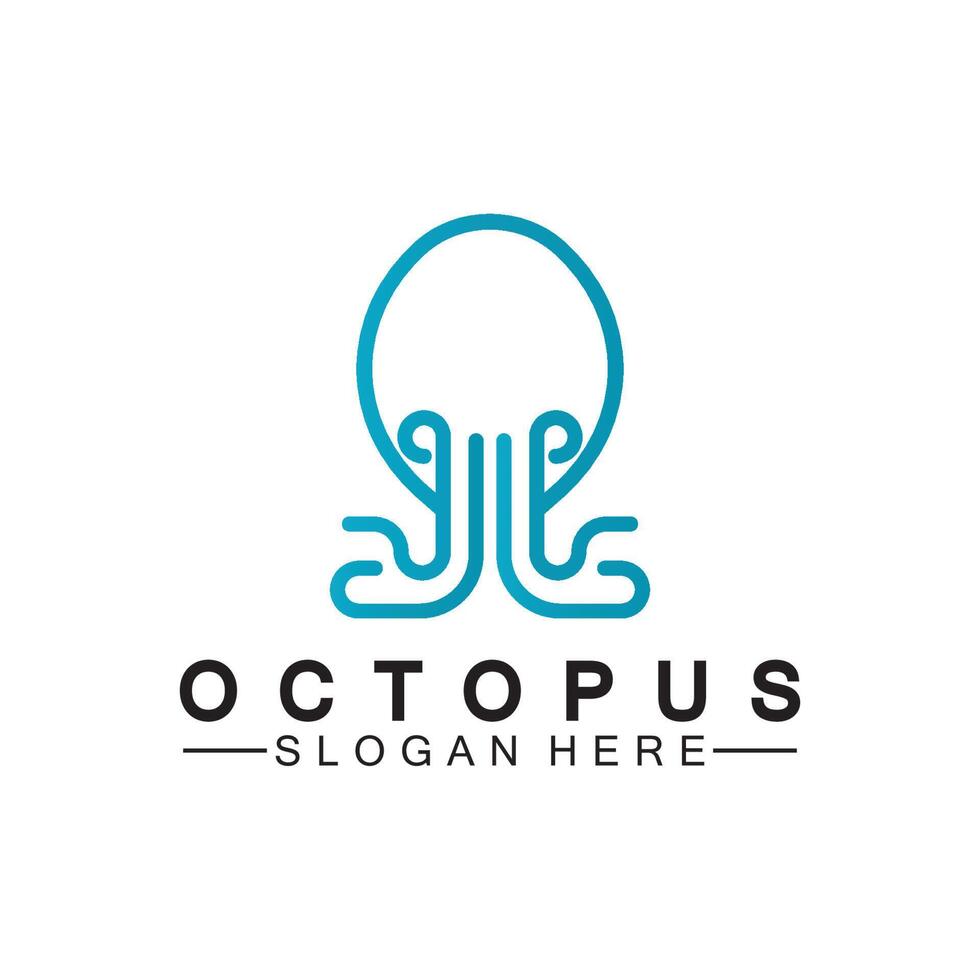 Octopus simple modern line art logo design-vector illustration vector