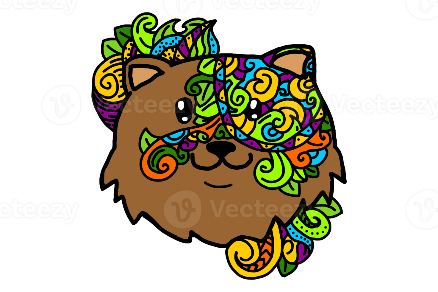 schattig hond hoofd met kleurrijk ornamenten png