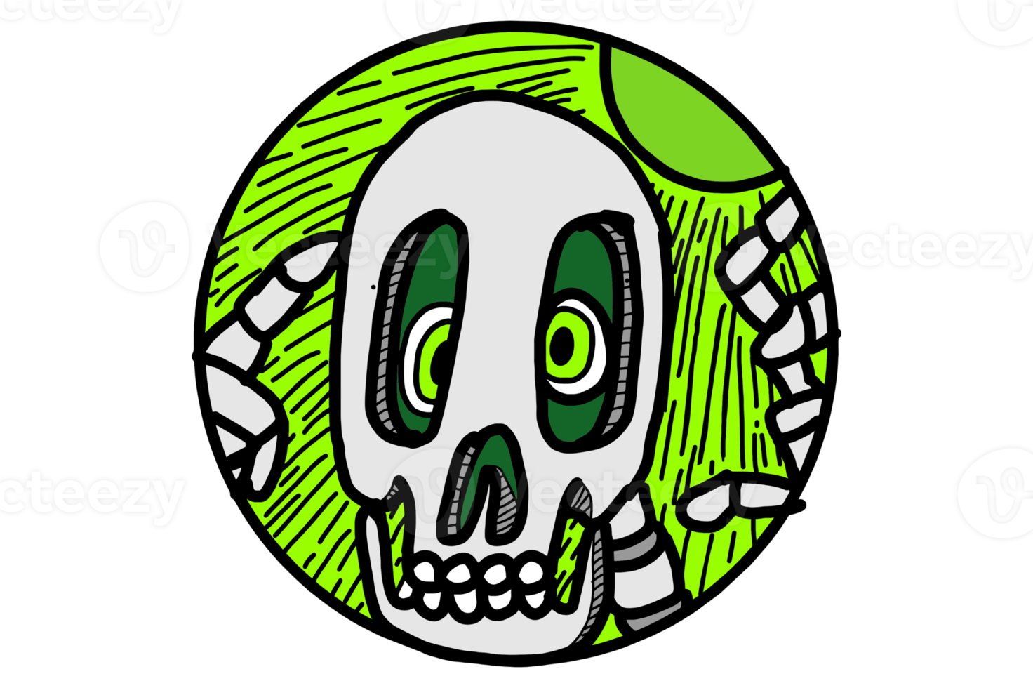 Funny Cartoon Skeleton Character With Sunshine Background png