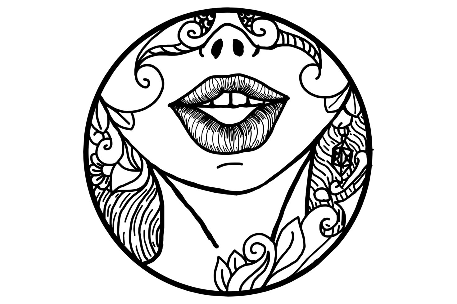 Woman's Beautiful Lips with Ornaments Around Them png