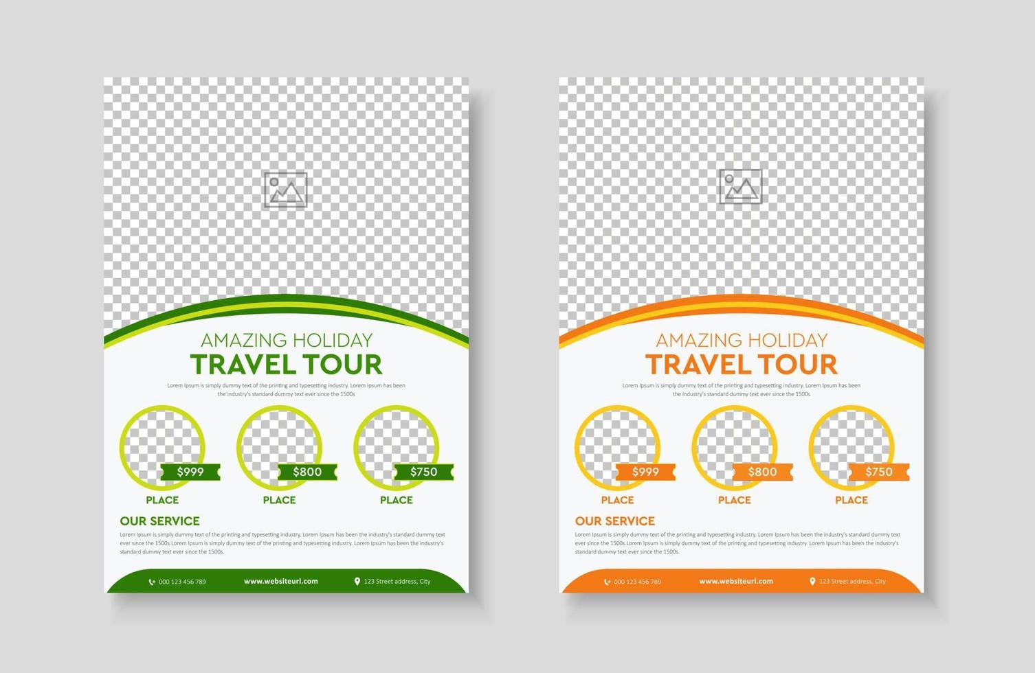 Vacation travel tour agency flyer template design layout. Summer and holiday traveling business advertisement a4 brochure flyer or poster vector template design.