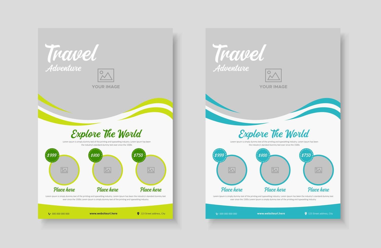 Vacation travel tour agency flyer template design layout. Summer and holiday traveling business advertisement a4 brochure flyer or poster vector template design.