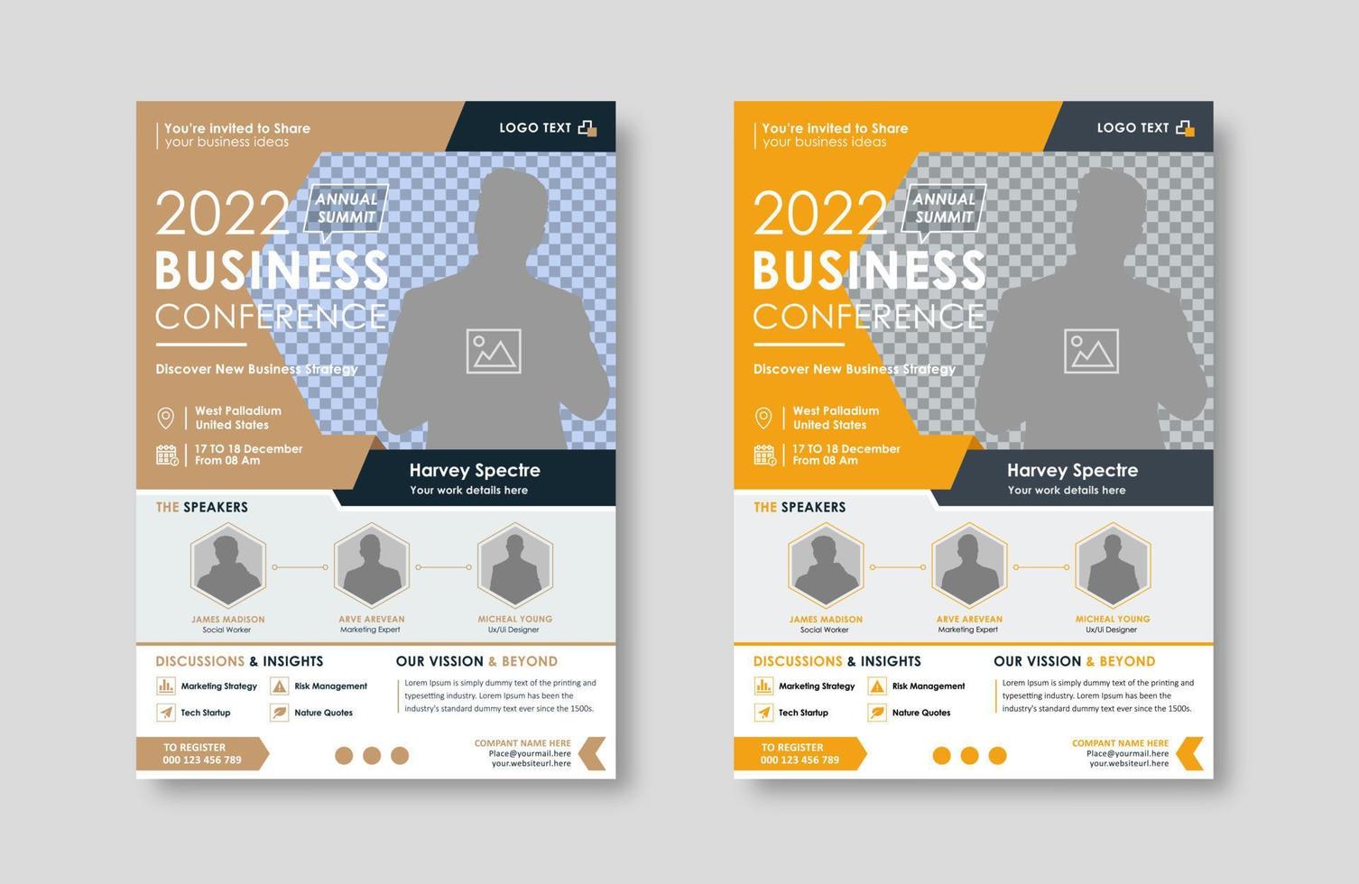 Business conference live meeting and event flyer template. Corporate invitation business workshop and abstract seminar promotion poster design. Leaflet, modern layout, pamphlet, vector flyer in A4.