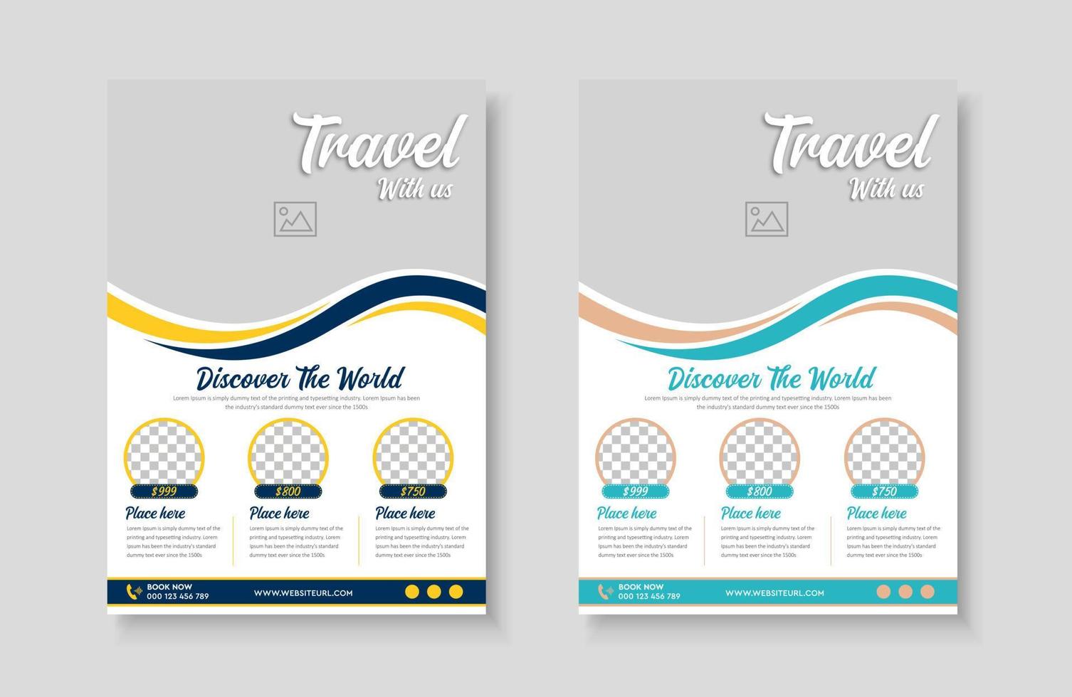 Vacation travel tour agency flyer template design layout. Summer and holiday traveling business advertisement a4 brochure flyer or poster vector template design.