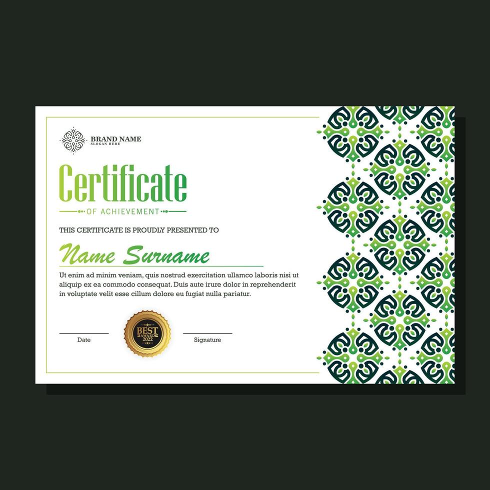 Achievement certificate best award diploma vector