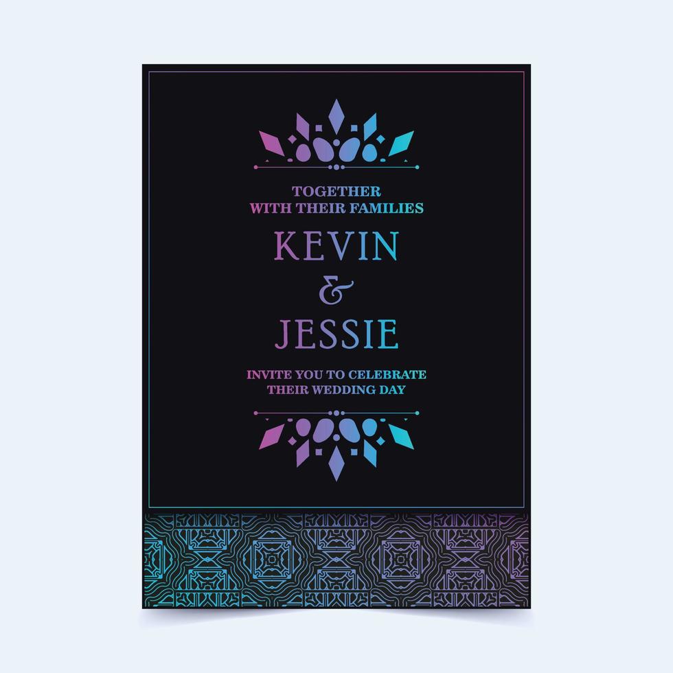 Elegant wedding invitation with pattern motif vector