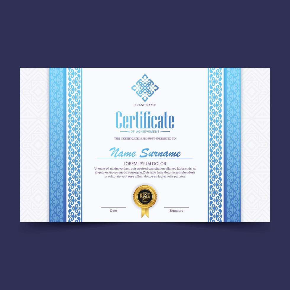Achievement certificate best award diploma vector