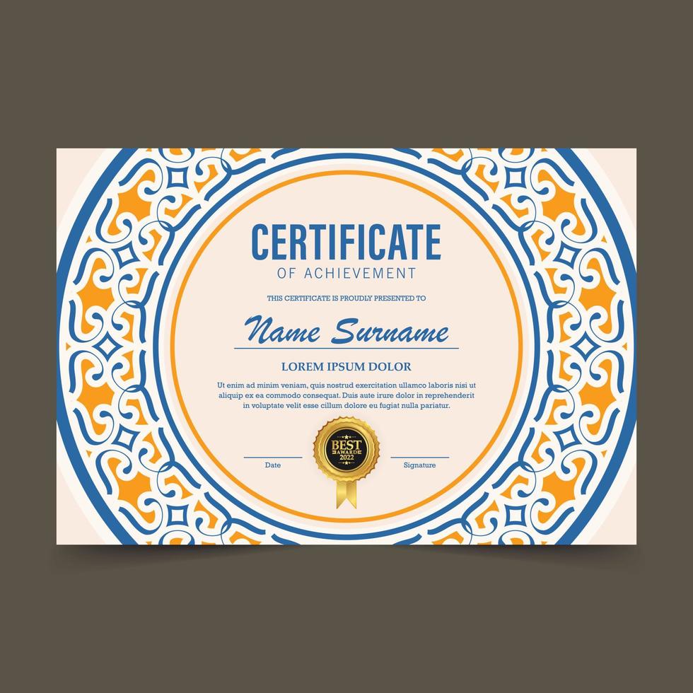 Achievement certificate best award diploma vector