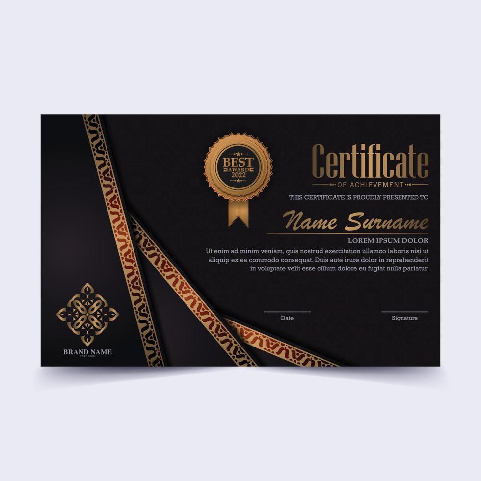 Achievement certificate best award diploma vector