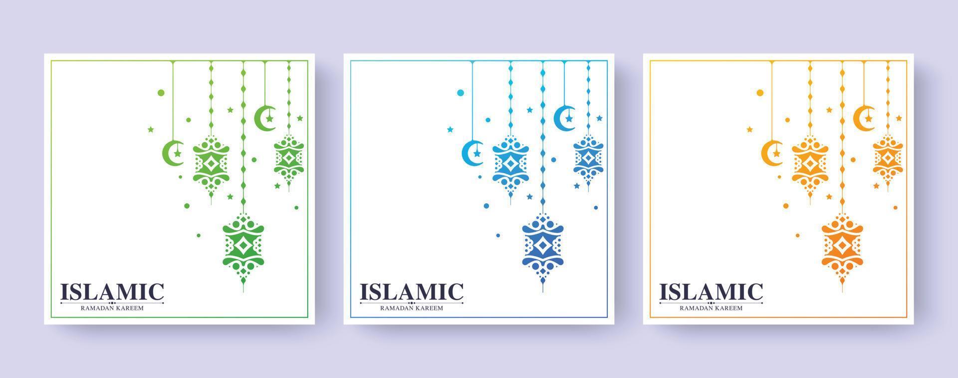 collection of colorful ramadan kareem backgrounds vector