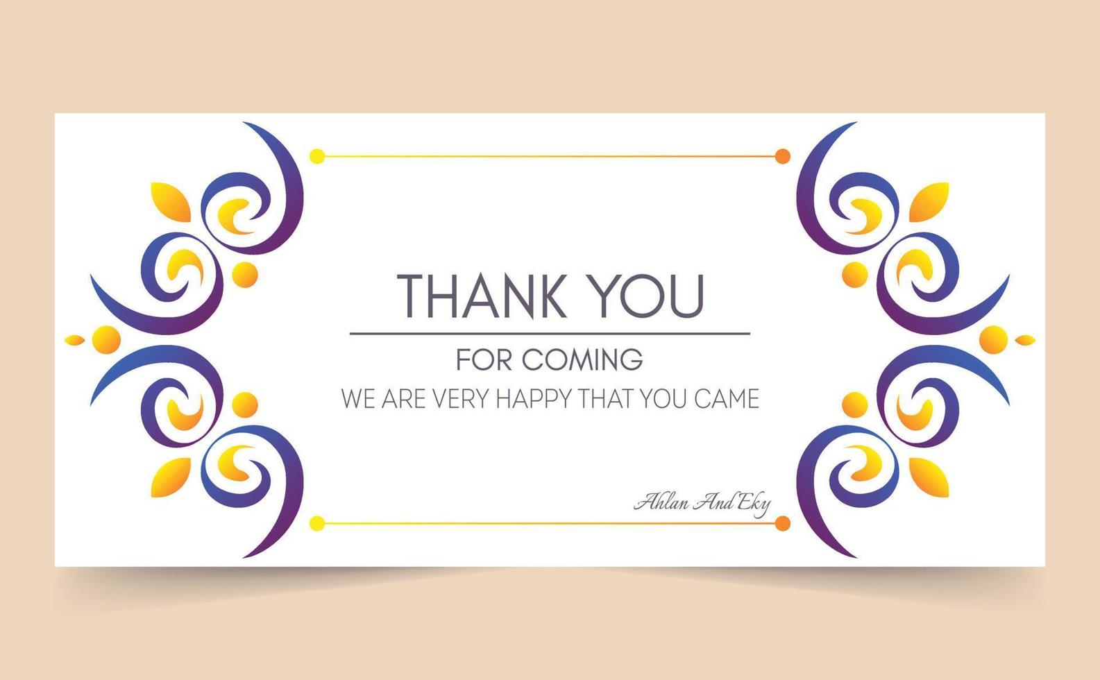 classic thank you wedding card vector