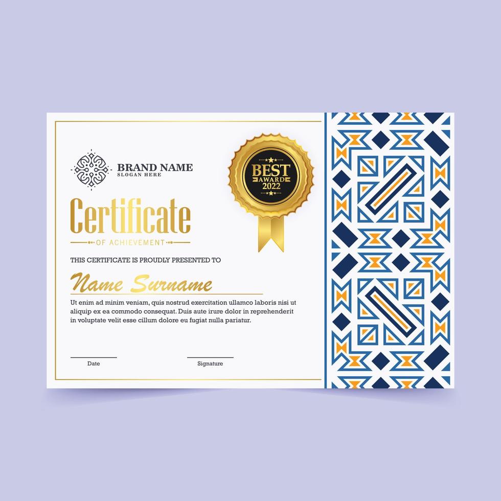 Achievement certificate best award diploma vector
