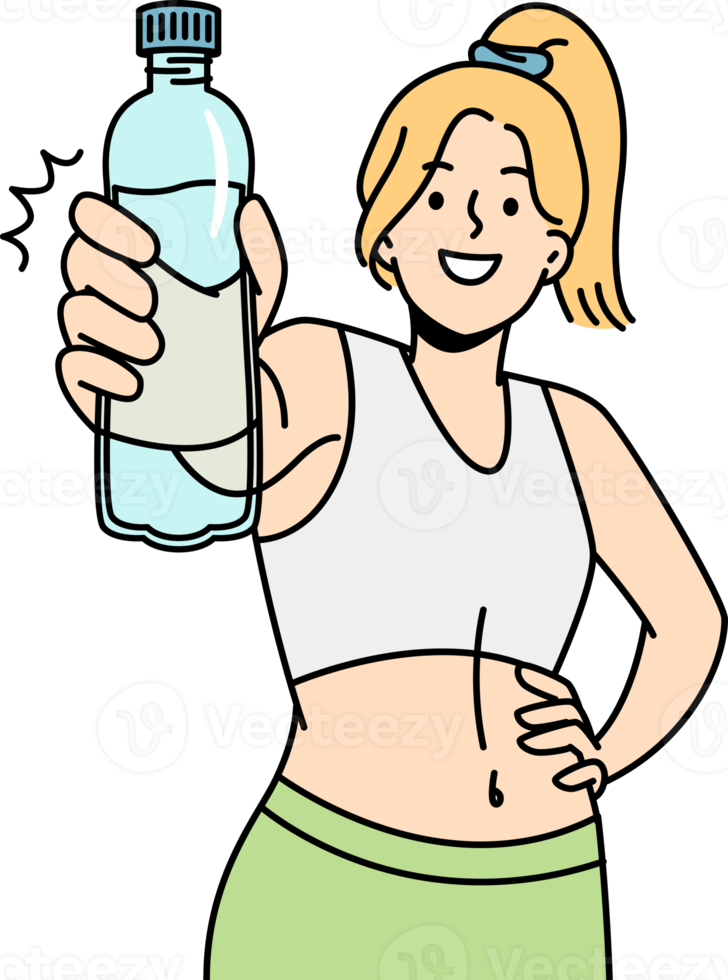 Smiling fit woman recommend water drinking png