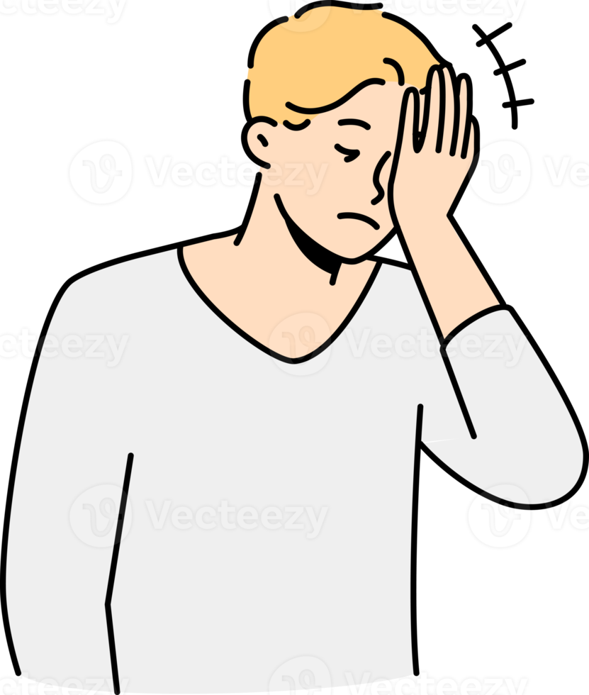 Frustrated man make face palm gesture png