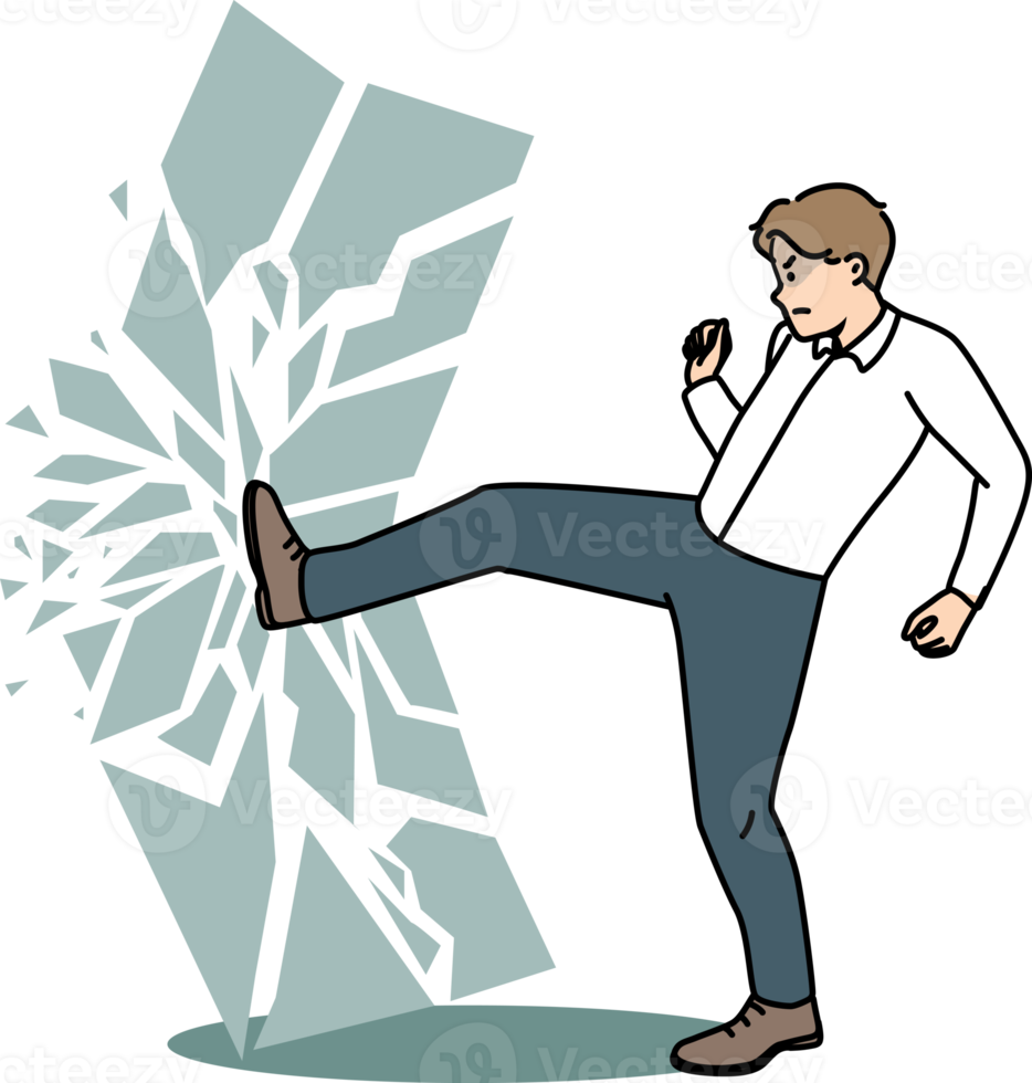 motiviert Geschäftsmann brechen Mauer Barriere png