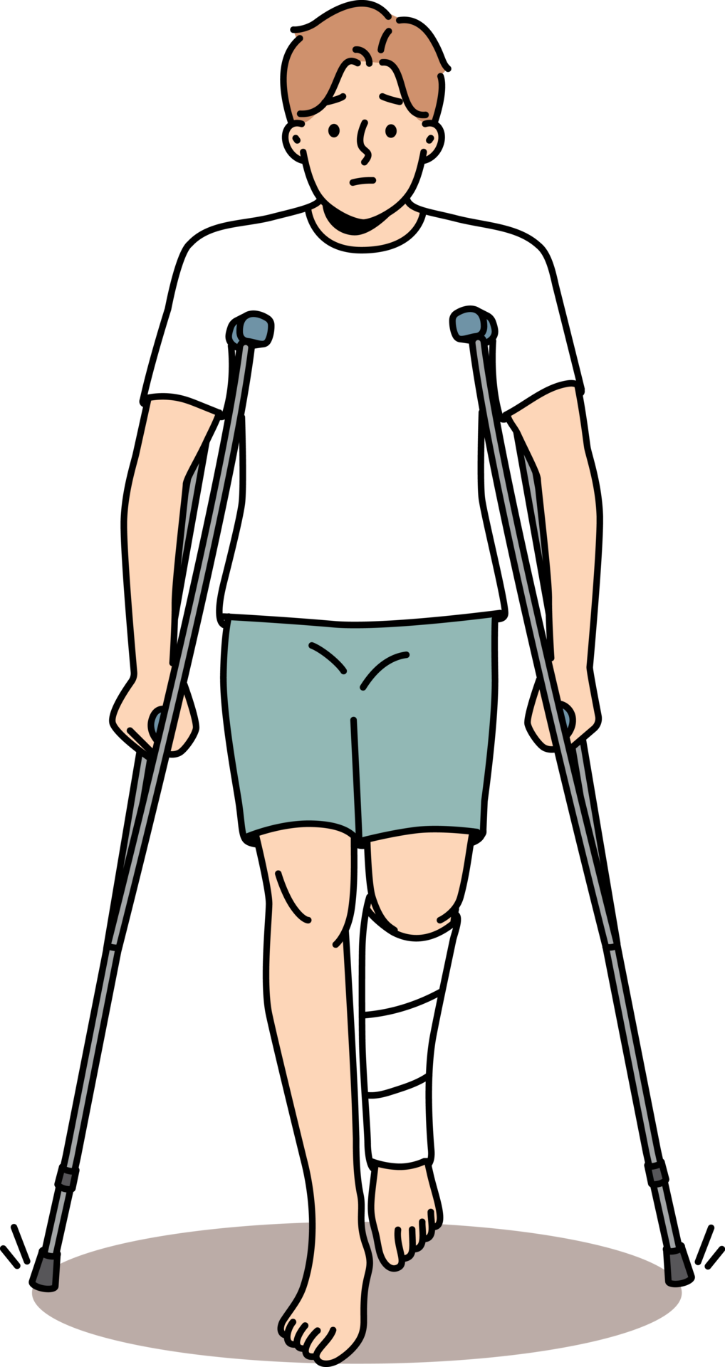 Young Man With Leg Injury Walk On Crutches 21468680 PNG young-man-with-leg-injury-walk-on-crutches-21468680-png