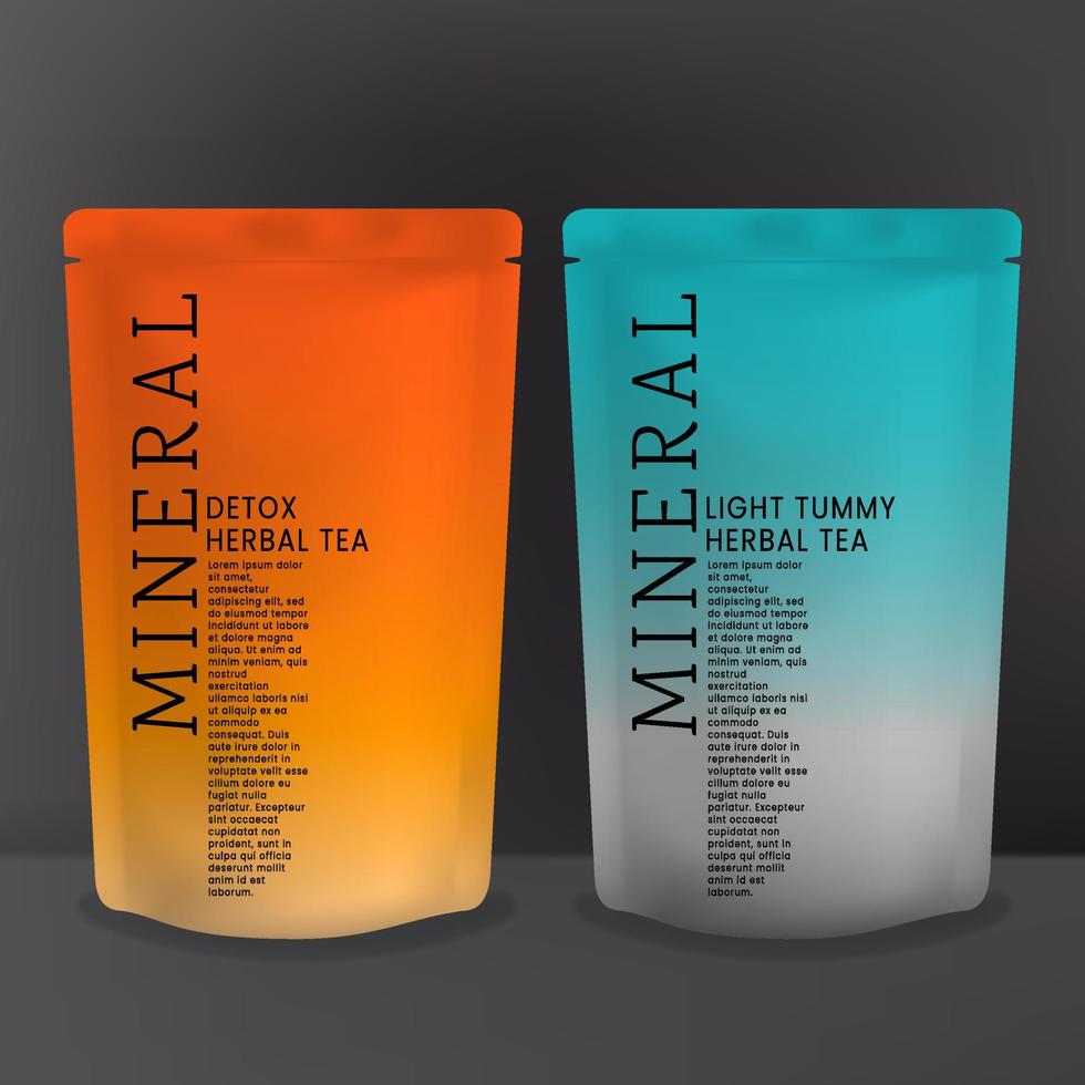Vector Gradient Resealable Product Sachet Pouch minimal design mockup for Snack Cosmetics Healthcare Bath Salts Gift Food Accessory