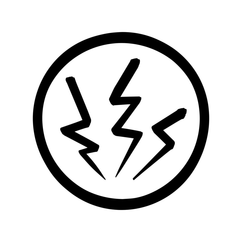 three lightning bolts in a circle. voltage and danger symbol, icon illustration. vector