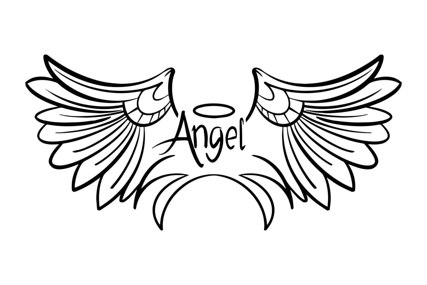 Sketch angel wings. Angel feather wing. Vector illustration.