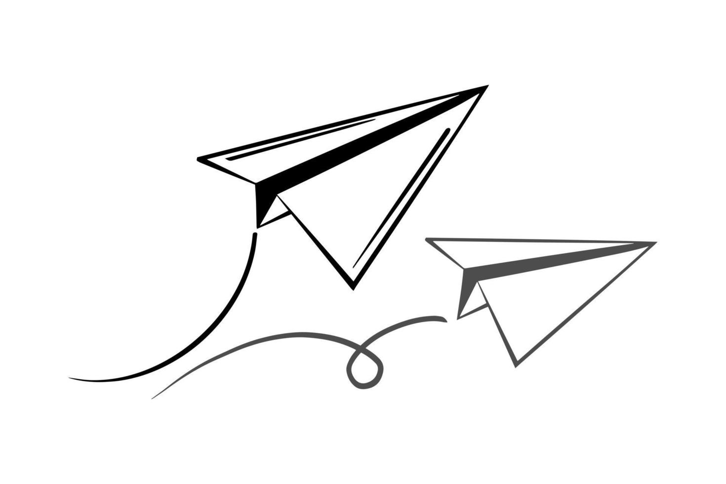 Set of doodle paper plane icon. Hand draw paper airplane. Vector Illustration.