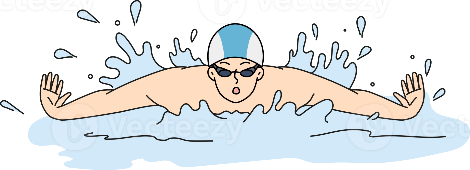 Athlete swimming in pool png