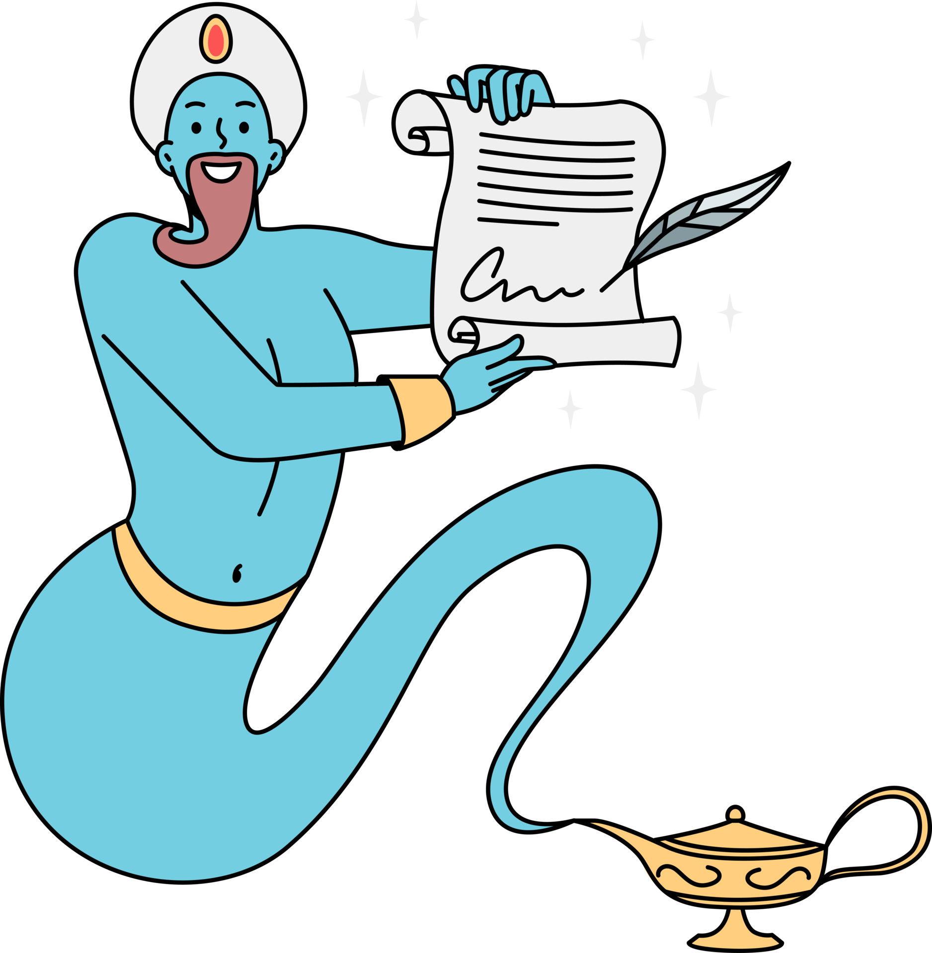 Blue genie granting wishes 21468817 PNG