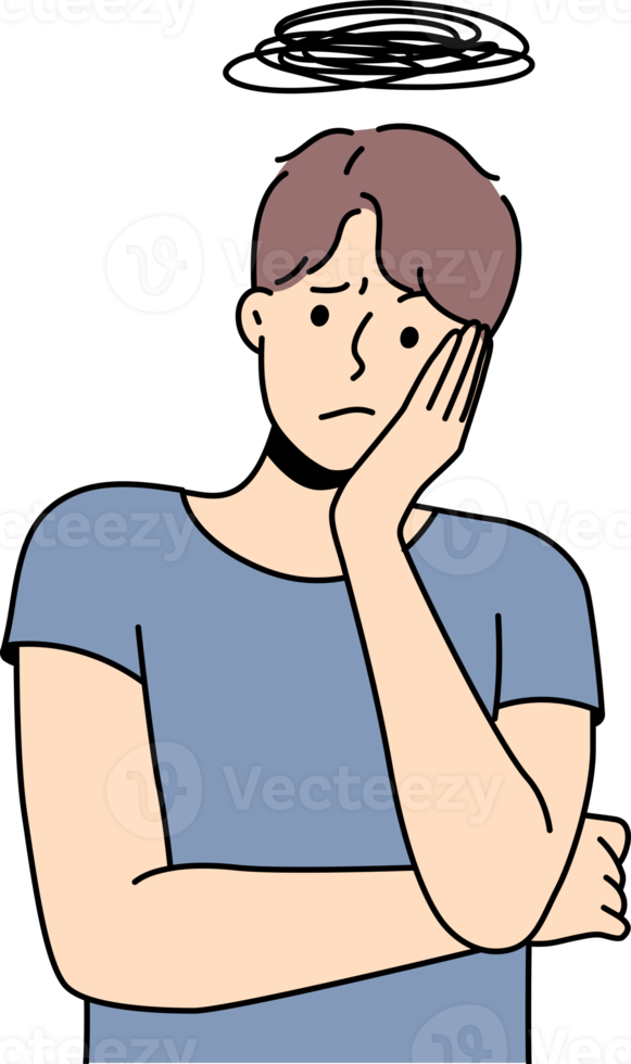 Stressed man feel frustrated with overthinking png