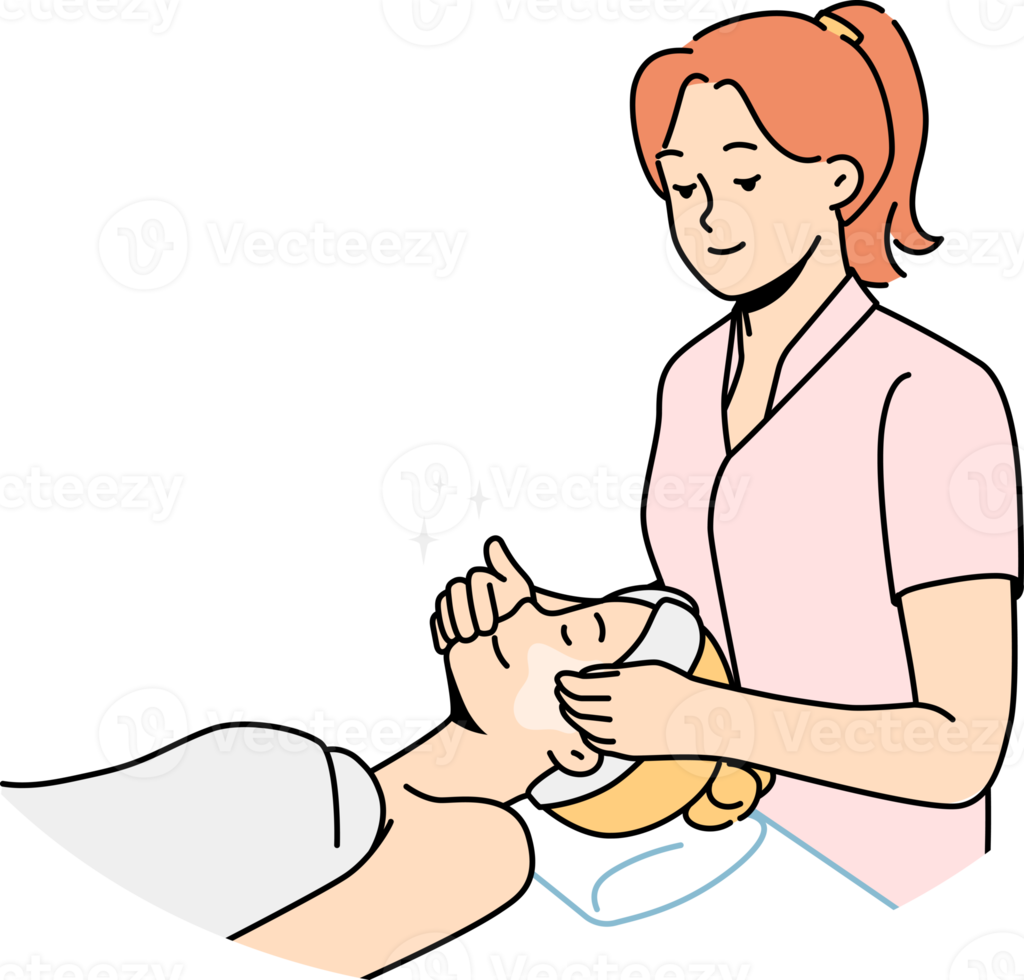 cosmetólogo hacer facial procedimientos a hembra cliente png