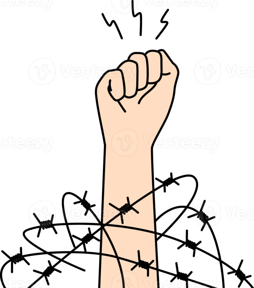 Hand with clenched fist fighting for freedom png