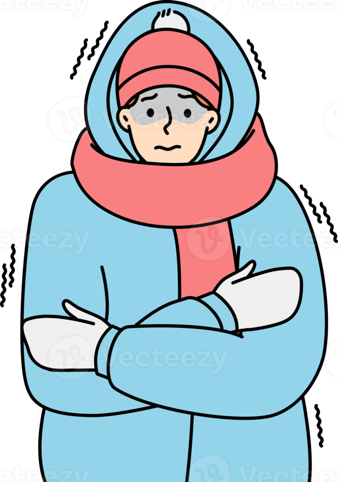 Young man in outerwear suffer from cold png