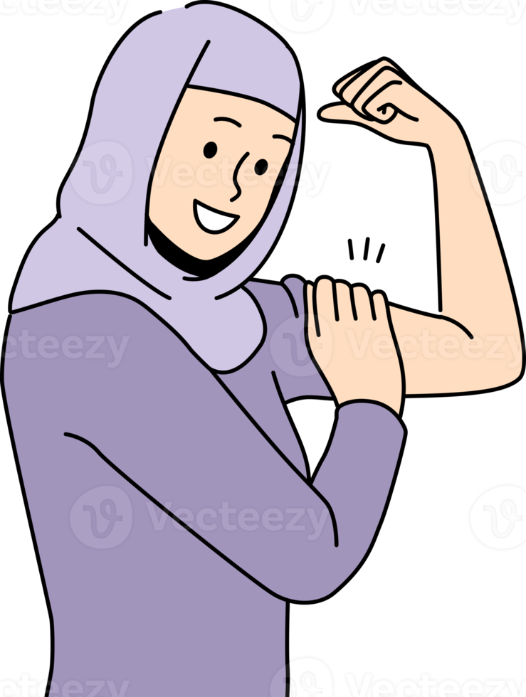 sorridente donna nel hijab mostrare energia png