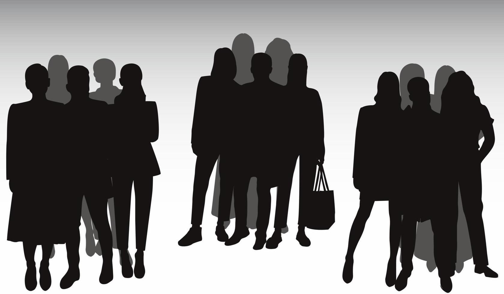 Crowd silhouette outline, group of people. Youth, business group. Isolated vector