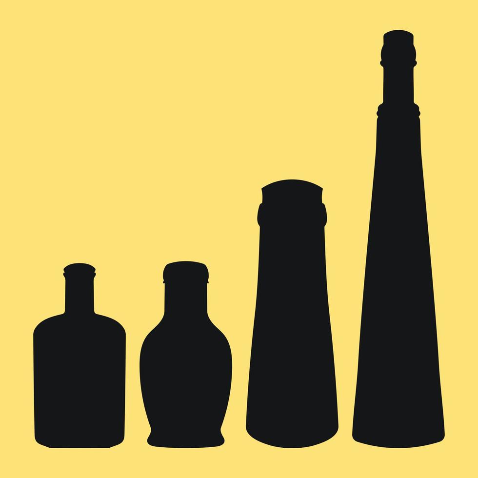 Shape of silhouette of bottle for alcohol, beer, kvass, waters. Outline of a container for storing liquid vector