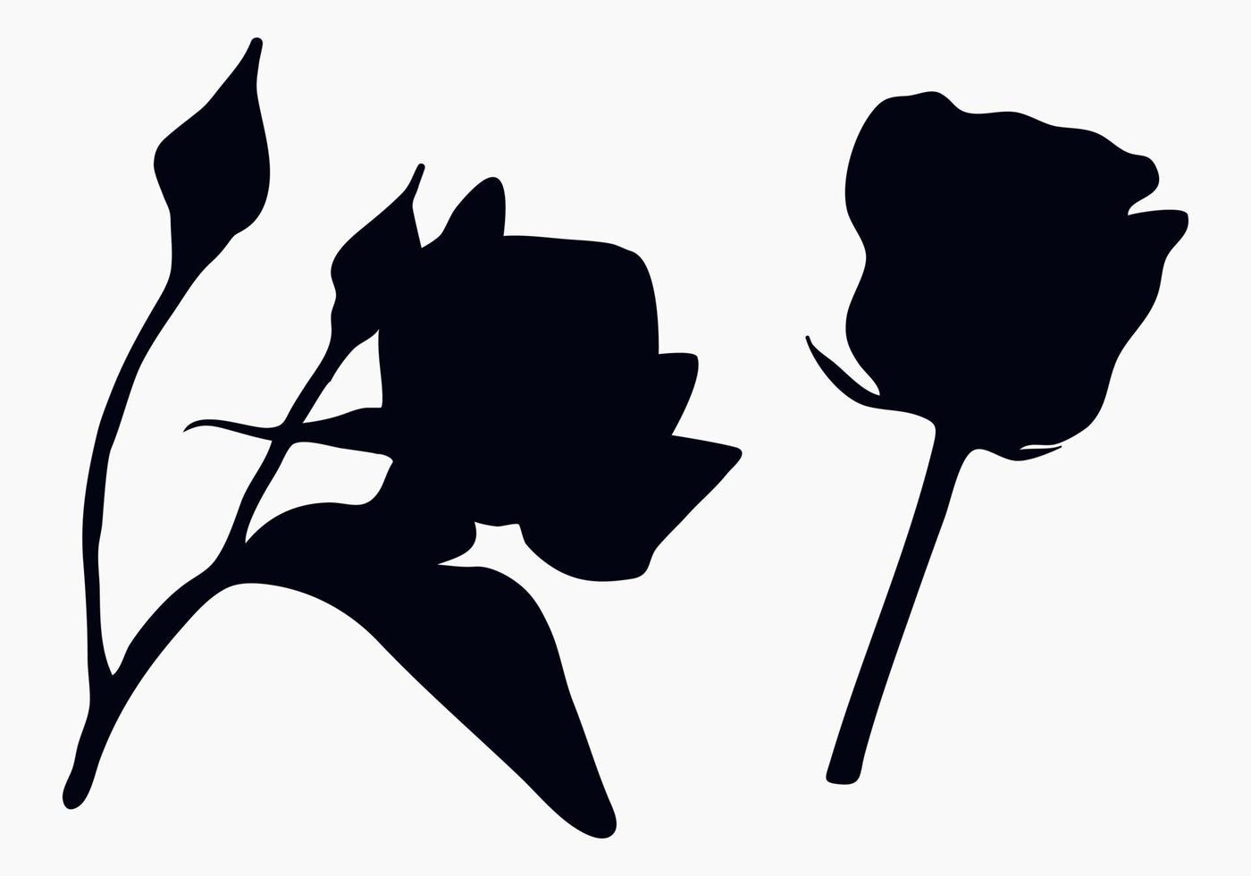 Real modern silhouettes plants, herbs. Drawing flowers begonia. Bud rose vector